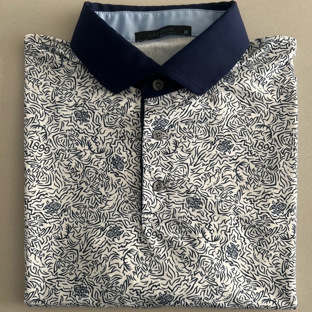 Grayson Navy/White Northland Country Club Print Polo